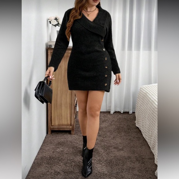 Luxe plus size sweater dress - Picture 5 of 6